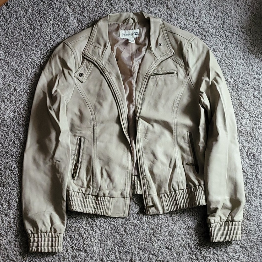 Tan Faux Leather Jacket